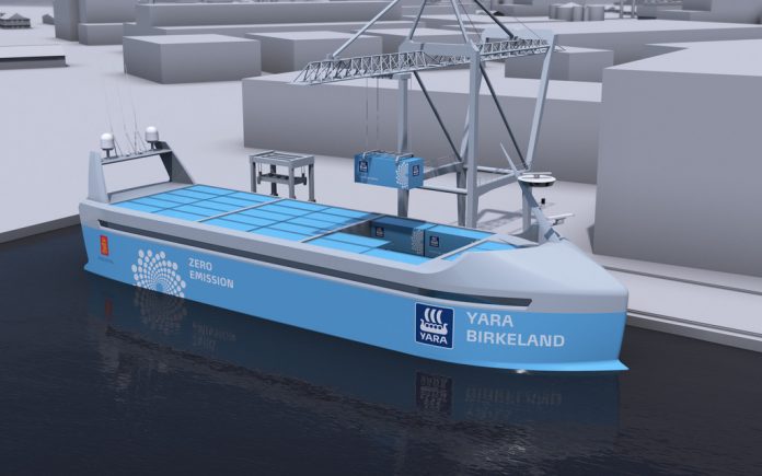 O primeiro navio autônomo e totalmente elétrico do mundo será lançado na Noruega em 2018