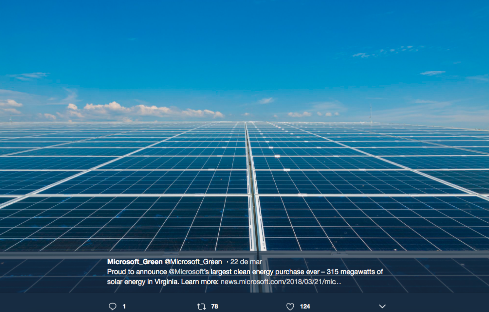 Microsoft anuncia compra da maior usina solar nos Estados Unidos, 315 megawatts